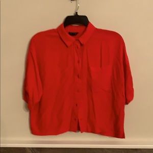 Red button down blouse